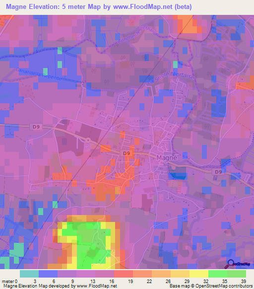 Magne,France Elevation Map