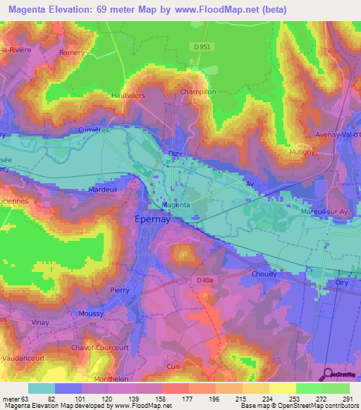 Magenta,France Elevation Map