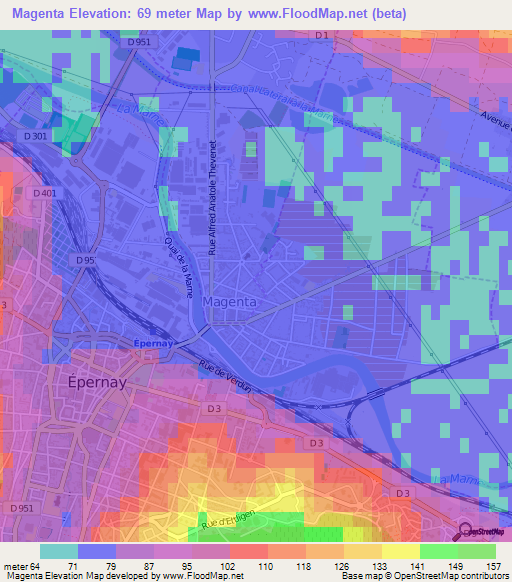 Magenta,France Elevation Map