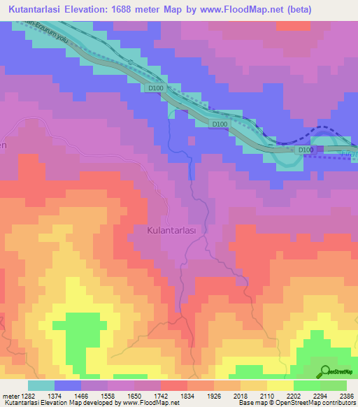 Kutantarlasi,Turkey Elevation Map