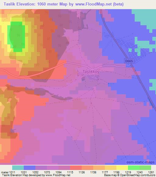 Taslik,Turkey Elevation Map