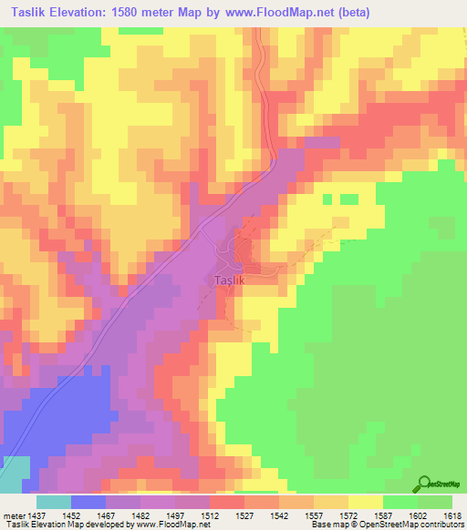 Taslik,Turkey Elevation Map