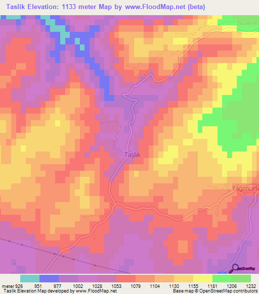 Taslik,Turkey Elevation Map