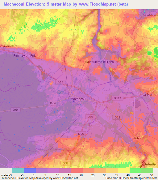 Machecoul,France Elevation Map