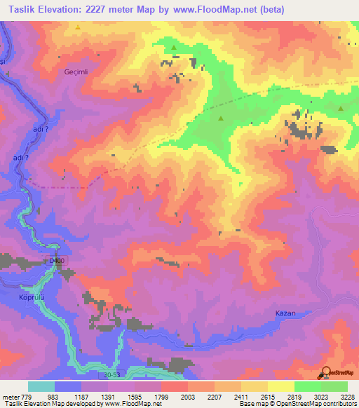 Taslik,Turkey Elevation Map