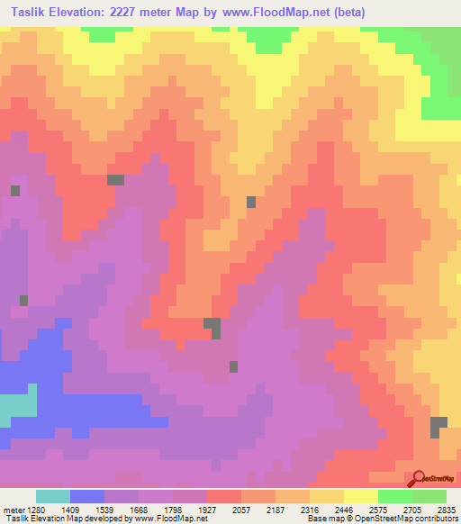 Taslik,Turkey Elevation Map