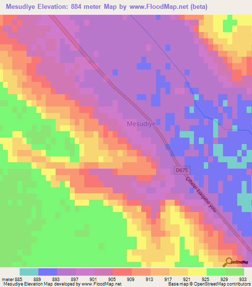 Mesudiye,Turkey Elevation Map