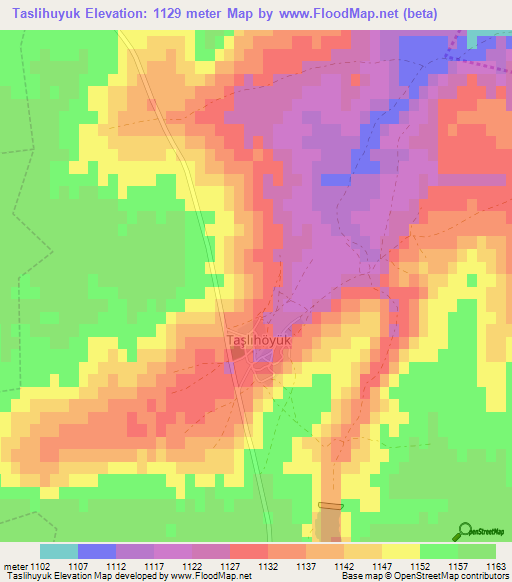 Taslihuyuk,Turkey Elevation Map