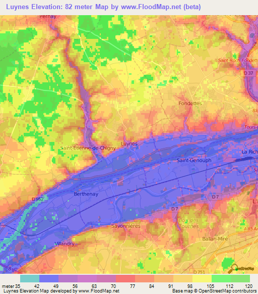 Luynes,France Elevation Map