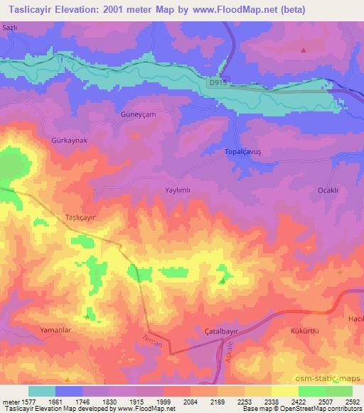 Taslicayir,Turkey Elevation Map