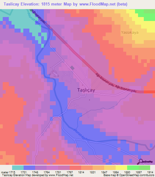 Taslicay,Turkey Elevation Map