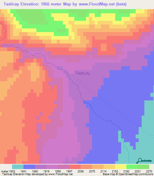 Taslicay,Turkey Elevation Map