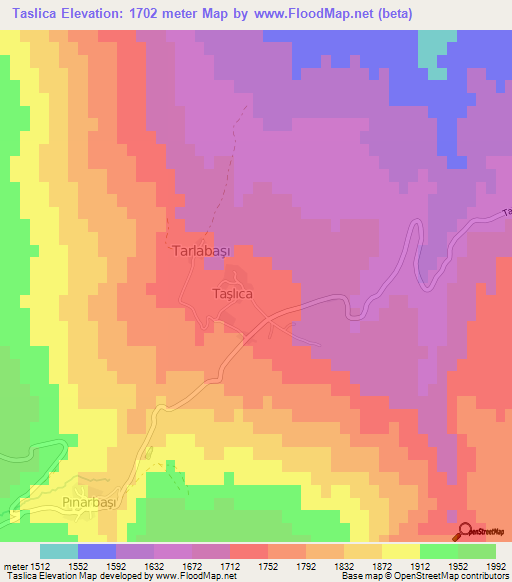 Taslica,Turkey Elevation Map