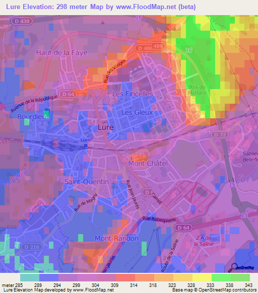 Lure,France Elevation Map