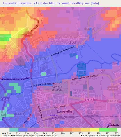 Luneville,France Elevation Map