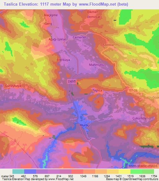 Taslica,Turkey Elevation Map