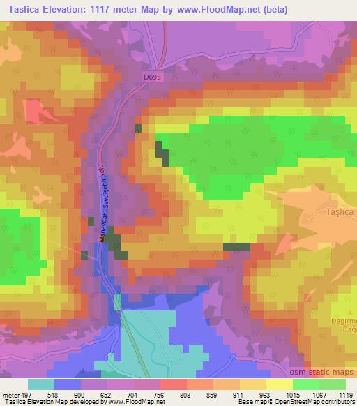 Taslica,Turkey Elevation Map