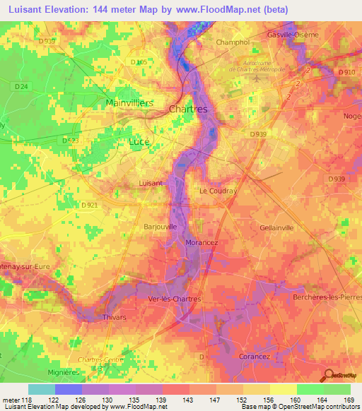 Luisant,France Elevation Map