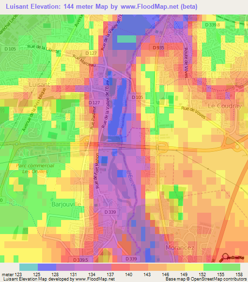 Luisant,France Elevation Map