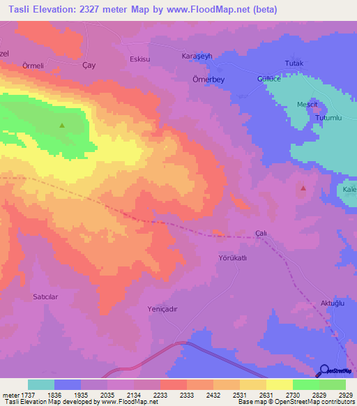 Tasli,Turkey Elevation Map