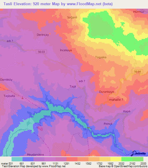 Tasli,Turkey Elevation Map