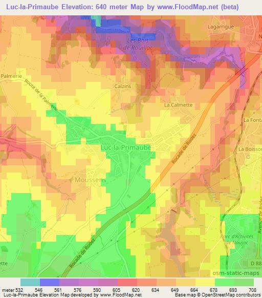 Luc-la-Primaube,France Elevation Map