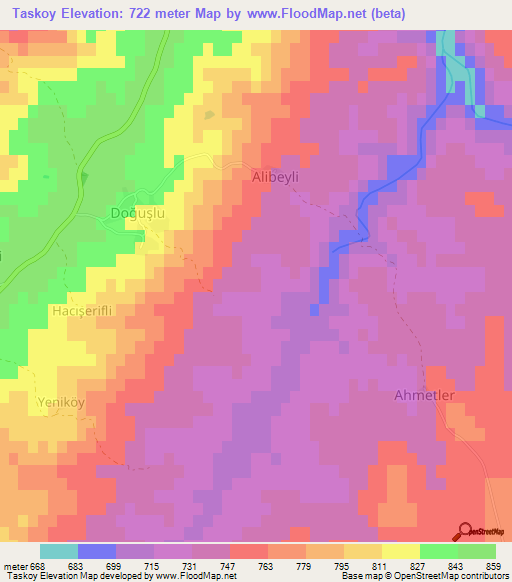 Taskoy,Turkey Elevation Map