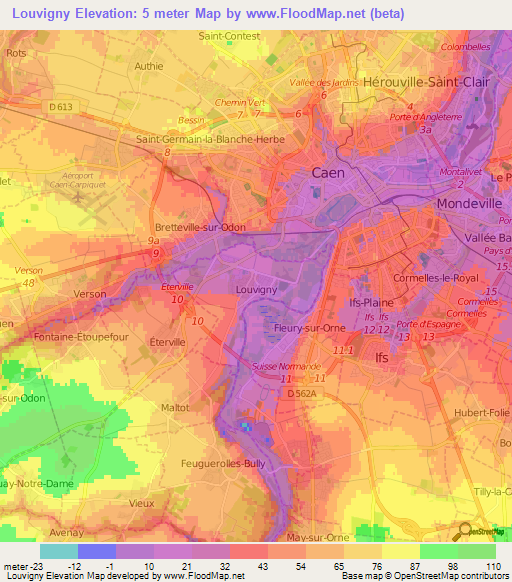 Louvigny,France Elevation Map