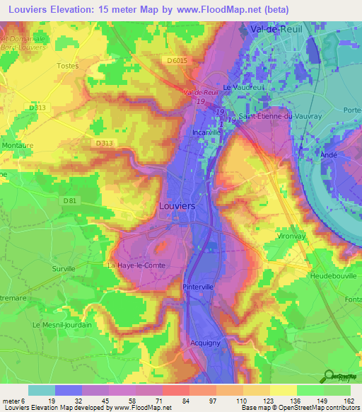 Louviers,France Elevation Map