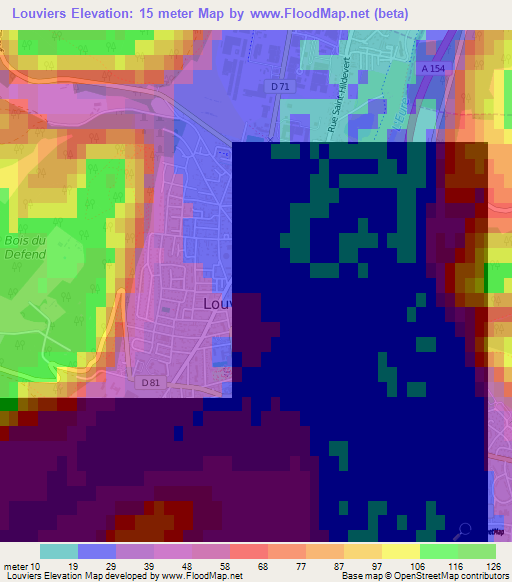 Louviers,France Elevation Map