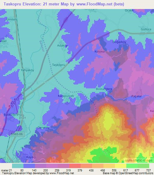 Taskopru,Turkey Elevation Map