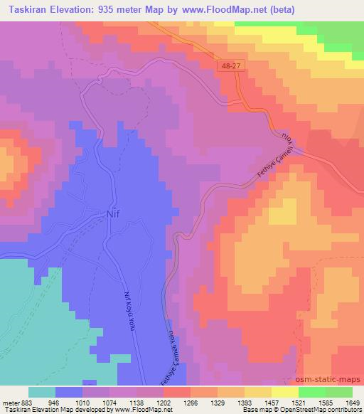 Taskiran,Turkey Elevation Map