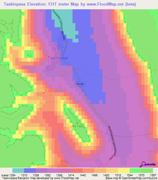 Taskinpasa,Turkey Elevation Map