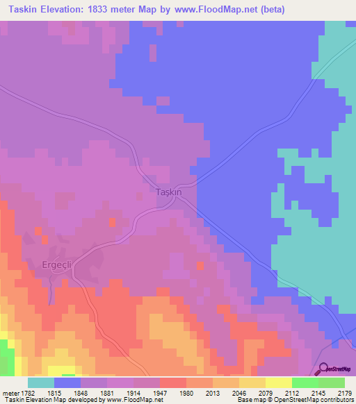 Taskin,Turkey Elevation Map