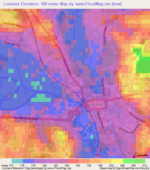 Louhans,France Elevation Map