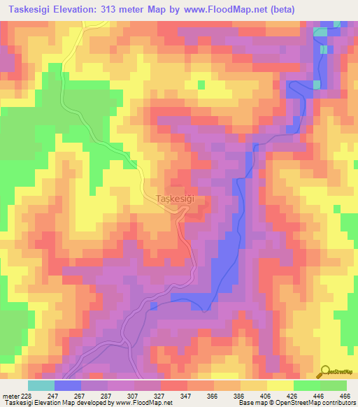 Taskesigi,Turkey Elevation Map