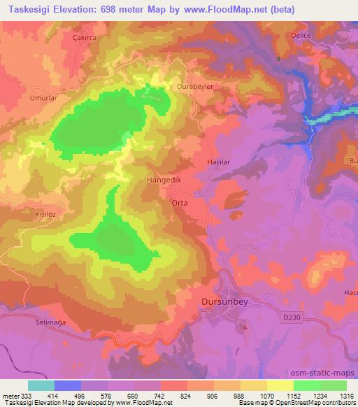 Taskesigi,Turkey Elevation Map