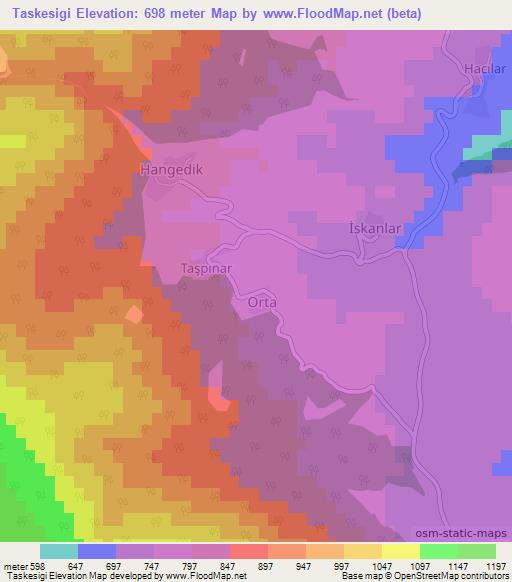 Taskesigi,Turkey Elevation Map