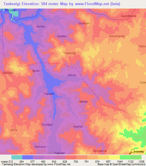 Taskesigi,Turkey Elevation Map