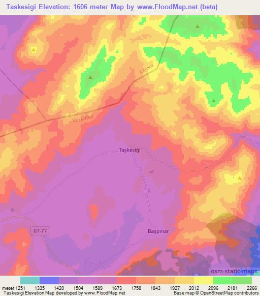 Taskesigi,Turkey Elevation Map