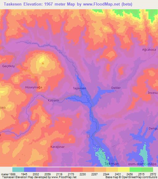 Taskesen,Turkey Elevation Map