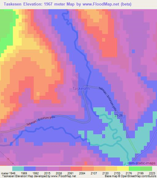 Taskesen,Turkey Elevation Map