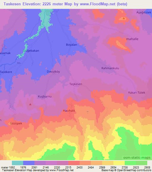 Taskesen,Turkey Elevation Map