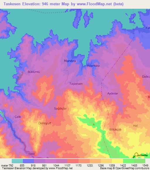 Taskesen,Turkey Elevation Map