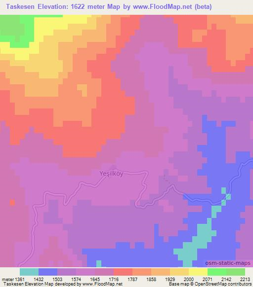 Taskesen,Turkey Elevation Map