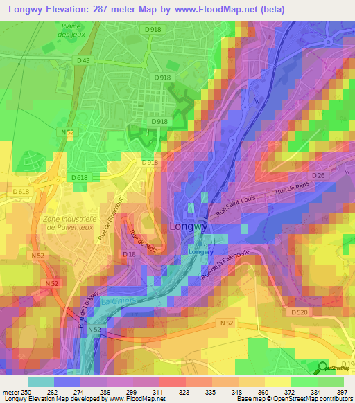 Longwy,France Elevation Map