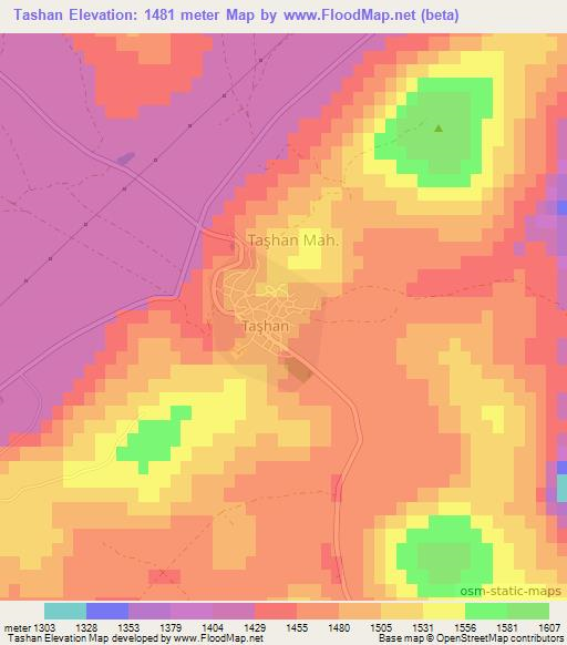 Tashan,Turkey Elevation Map