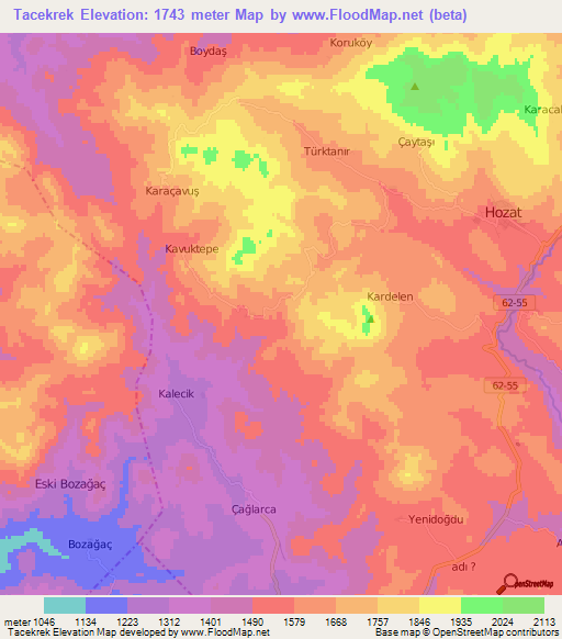 Tacekrek,Turkey Elevation Map