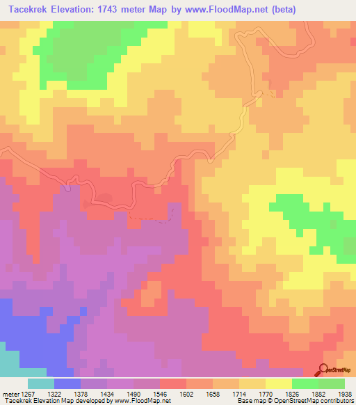 Tacekrek,Turkey Elevation Map