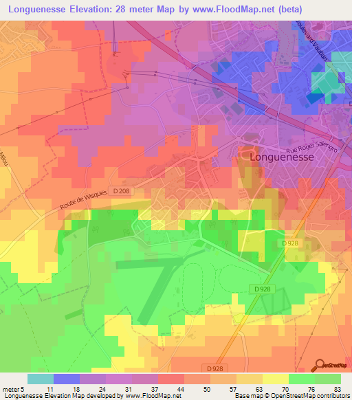 Longuenesse,France Elevation Map